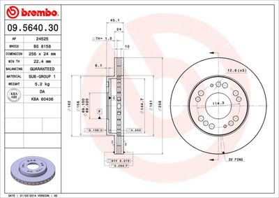 09564030 BREMBO Тормозной диск