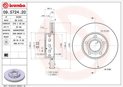 BS8133 BRECO Тормозной диск