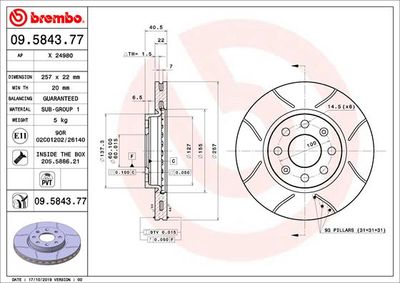 09584377 BREMBO Тормозной диск