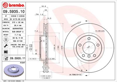 09593510 BREMBO Тормозной диск