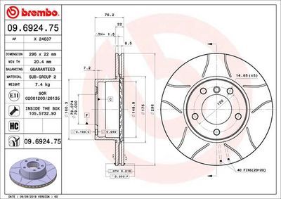 09692475 BREMBO Тормозной диск