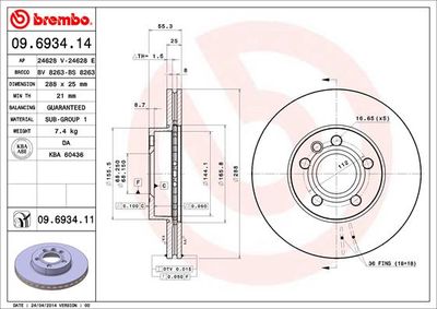 09693411 BREMBO Тормозной диск