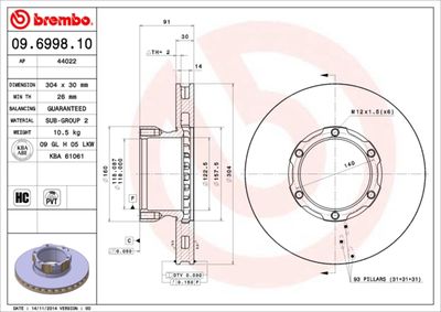 09699810 BREMBO Тормозной диск