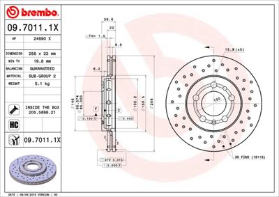 0970111X BREMBO Тормозной диск