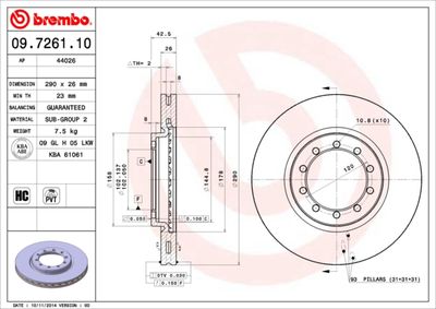 09726110 BREMBO Тормозной диск