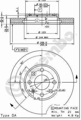 09762811 BREMBO Тормозной диск