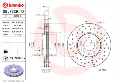 0976291X BREMBO Тормозной диск