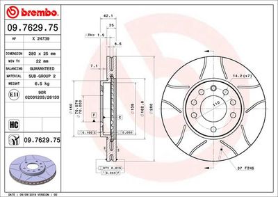 09762975 BREMBO Тормозной диск