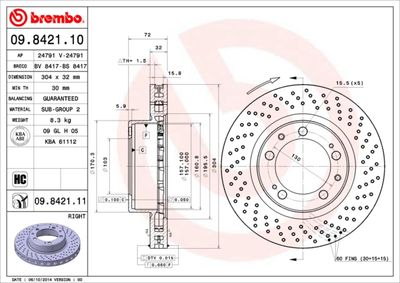 09842111 BREMBO Тормозной диск