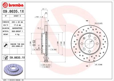 0986351X BREMBO Тормозной диск