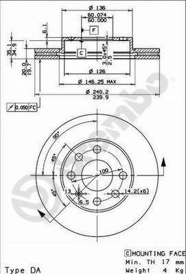 09863575 BREMBO Тормозной диск