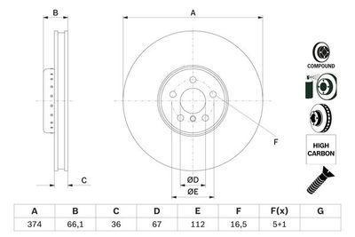 0986479F60 BOSCH Тормозной диск