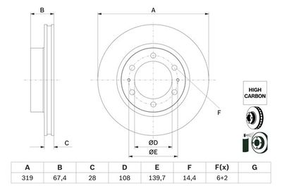 0986479G19 BOSCH Тормозной диск