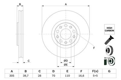 0986479G89 BOSCH Тормозной диск