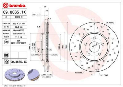 0986651X BREMBO Тормозной диск