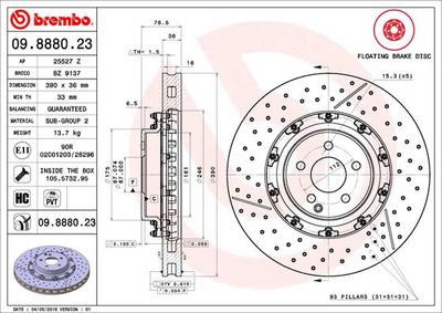 09888023 BREMBO Тормозной диск