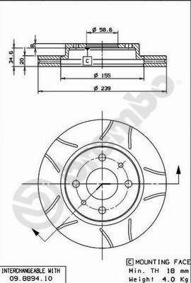 09889475 BREMBO Тормозной диск