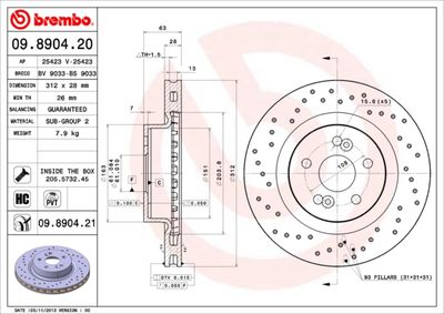 09890421 BREMBO Тормозной диск