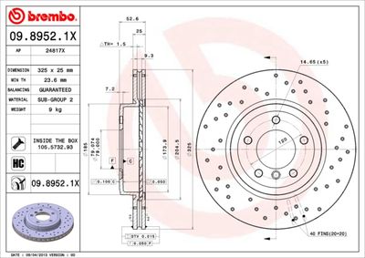 0989521X BREMBO Тормозной диск