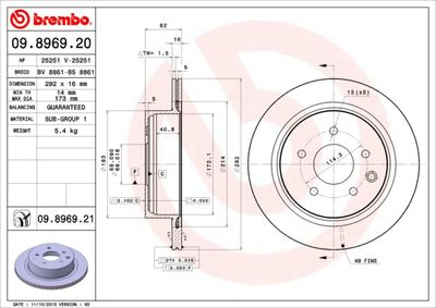 09896920 BREMBO Тормозной диск