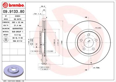 09913381 BREMBO Тормозной диск