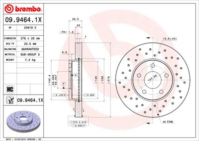 0994641X BREMBO Тормозной диск