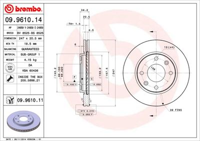 09961011 BREMBO Тормозной диск