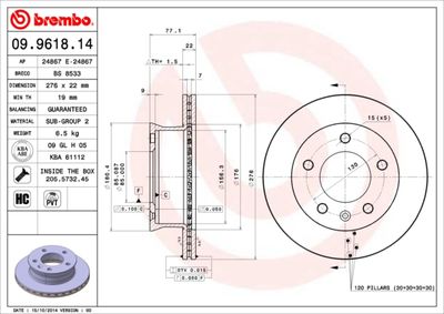 09961814 BREMBO Тормозной диск