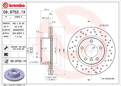 0997521X BREMBO Тормозной диск