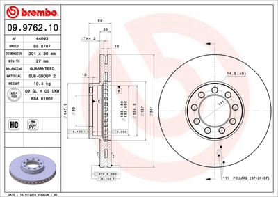 09976210 BREMBO Тормозной диск