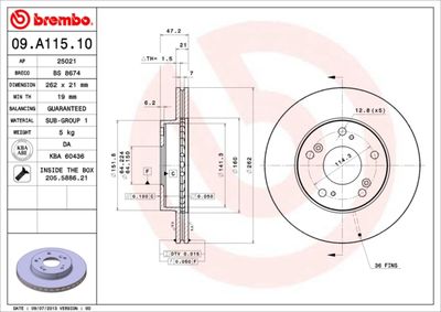 09A11510 BREMBO Тормозной диск