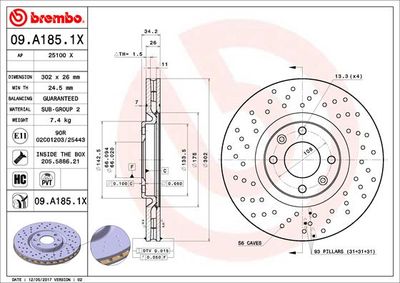 09A1851X BREMBO Тормозной диск