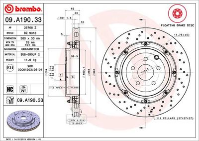 09A19033 BREMBO Тормозной диск