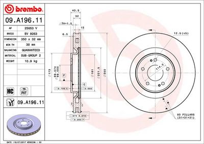 09A19611 BREMBO Тормозной диск