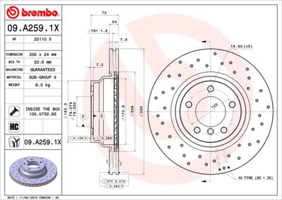 09A2591X BREMBO Тормозной диск