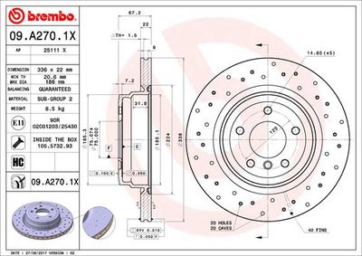 09A2701X BREMBO Тормозной диск