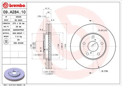 09A28410 BREMBO Тормозной диск