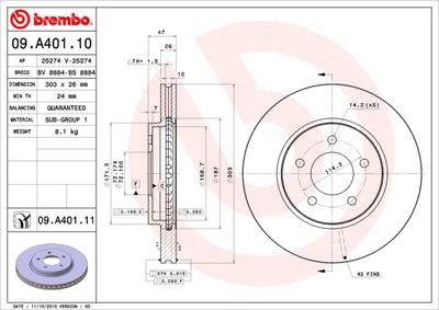 09A40110 BREMBO Тормозной диск