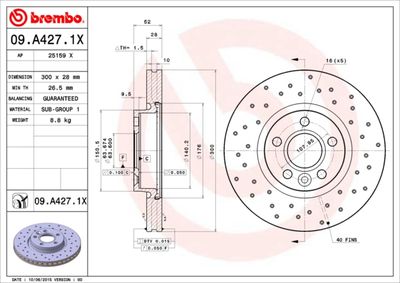 09A4271X BREMBO Тормозной диск