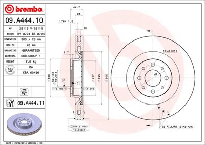 09A44410 BREMBO Тормозной диск