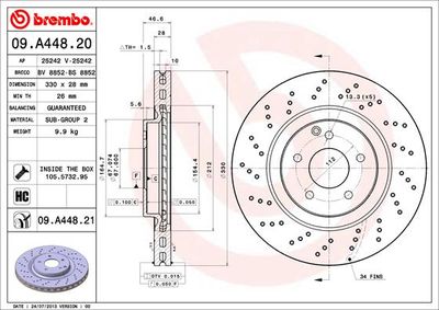 09A44821 BREMBO Тормозной диск