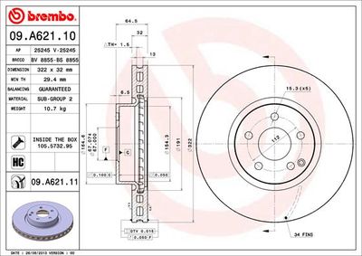 09A62110 BREMBO Тормозной диск