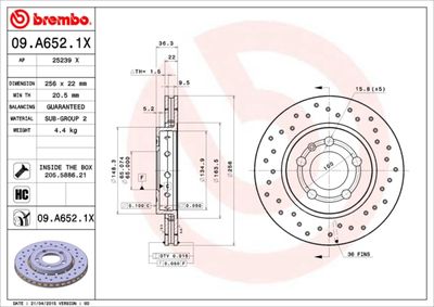 09A6521X BREMBO Тормозной диск