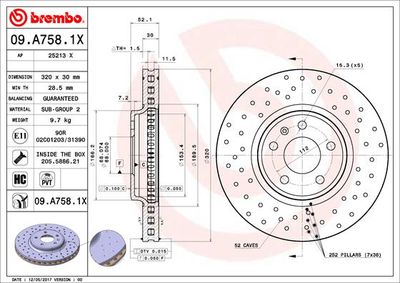 09A7581X BREMBO Тормозной диск