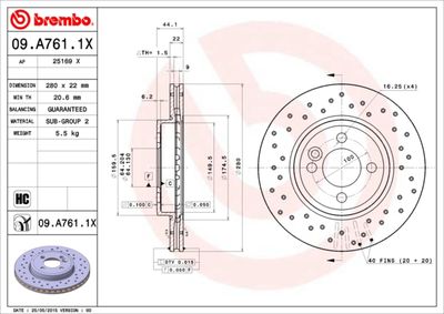 09A7611X BREMBO Тормозной диск