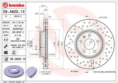 09A8201X BREMBO Тормозной диск