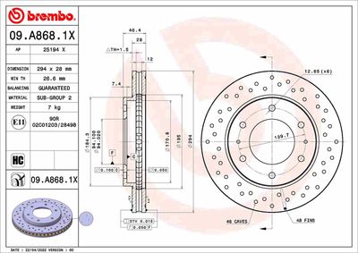 09A8681X BREMBO Тормозной диск