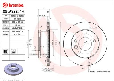 09A92214 BREMBO Тормозной диск