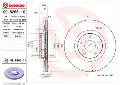 09B26610 BREMBO Тормозной диск