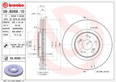 09B26911 BREMBO Тормозной диск